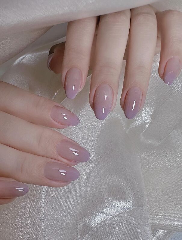 Lilac ombre almond nails at KK Nail Studio, Long Island City nail salon